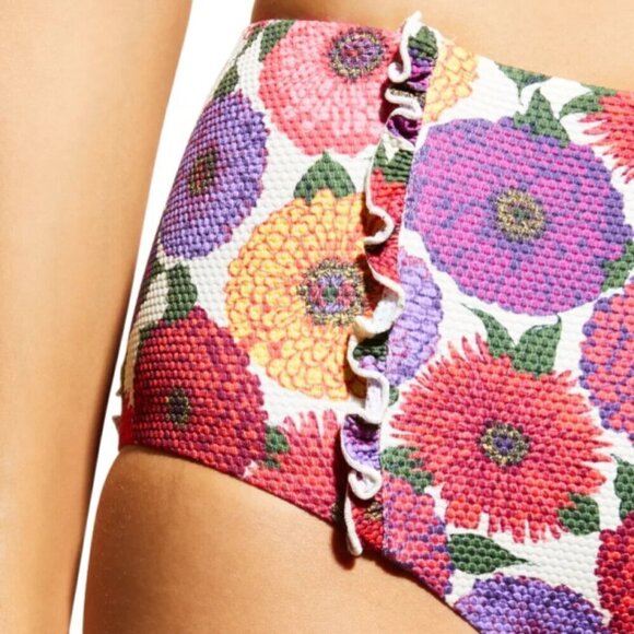 LA DOUBLEJ Frilly Floral Bikini Bottoms, Zinnie Print, Piquet, Multicolor - Picture 3 of 3